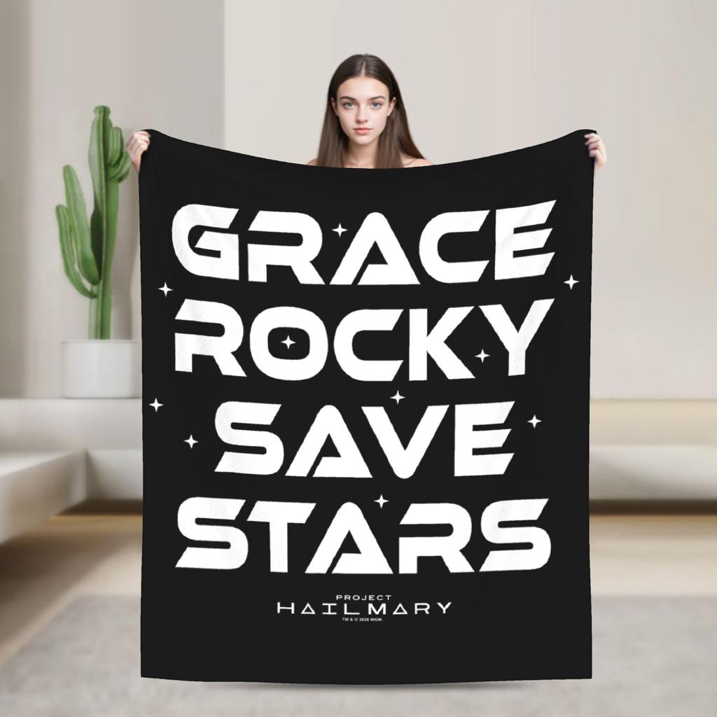 Project Hail Mary Amaze Eridani-Rocky Flannel Fashion Blanket Neon Portrai Funny Throw Fashion Blanket Sofa Bedding Lounge Super Soft