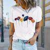 Женская летняя футболка с принтом красивых цветов, в стиле ретро, с коротким рукавом, повседневная, с принтом, топы