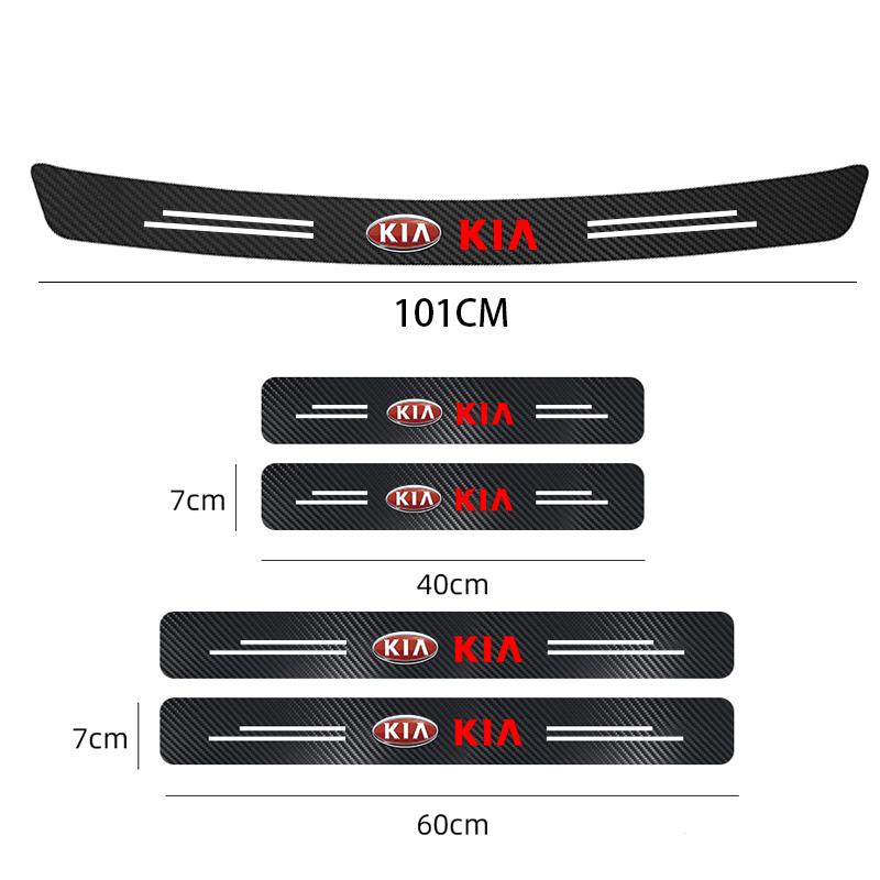 AADW1 Car Door Threshold Strips Car Trunk Rear Bumper Protective Carbon fiber Leather Stickers For Kia Sportage Ceed Picanto Niro K5