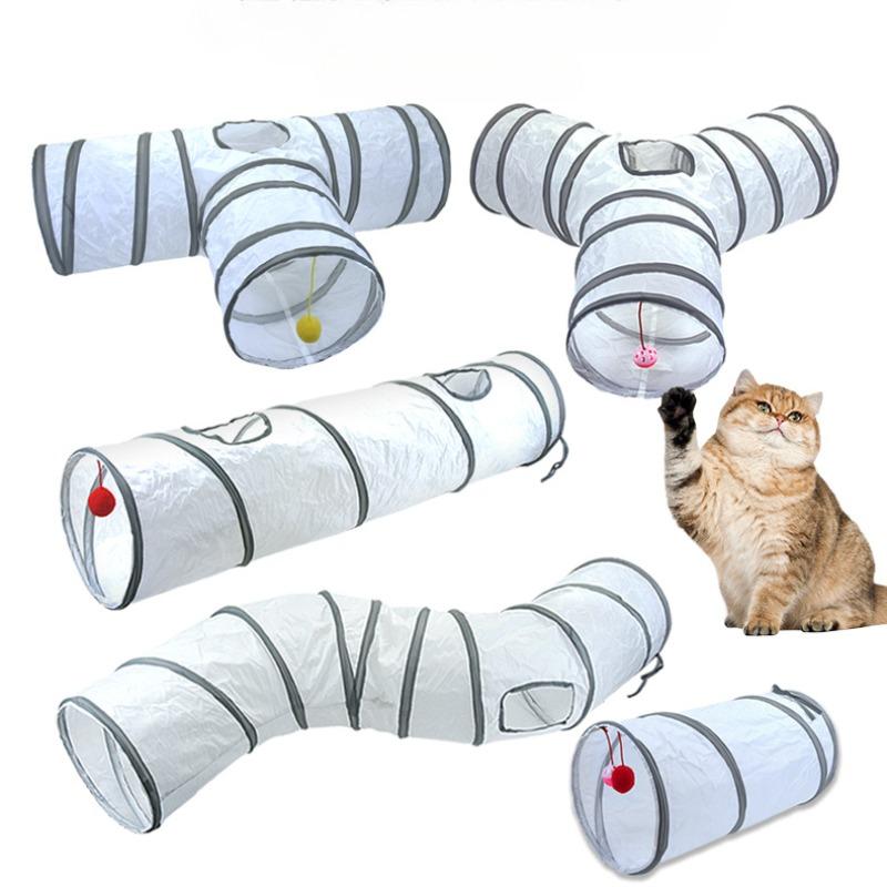 Pet Cat Tunnel Toys Foldable White Pet Cat Kitty Training Interactive Fun Toy For Cats Rabbit Animal Play Tunnel Tube