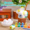 1 Set Easter Egg Rabbit Painting Kit with 6 Colors Paints Paintbrush DIY Paintable White Rabbit Egg Arts Crafts Kit Handmade Foam Egg Decorating Kit