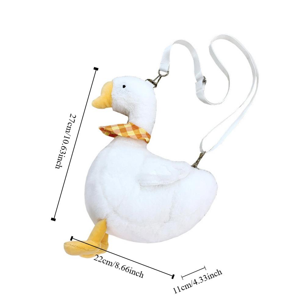 Zipper Big Goose Plush Bag Fluffy Doll Shoulder Bags Portable Cute Duck Crossbody Bag  Travel