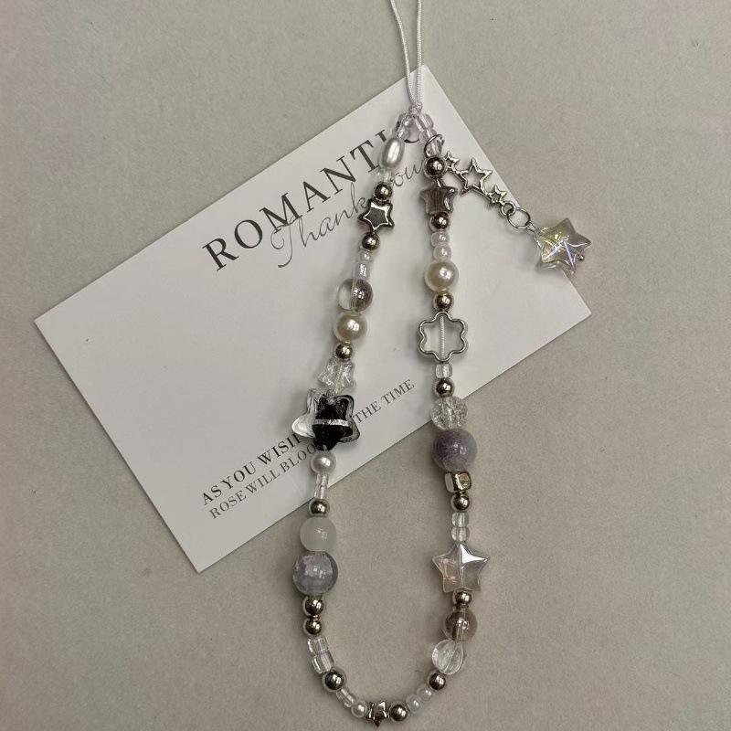 Персонализированная цепочка для мобильного телефона в стиле Ins, цепочка для телефона с бусинами в виде звезд, ремешок-браслет на запястье, брелок, милый ремешок для телефона в стиле Y2K