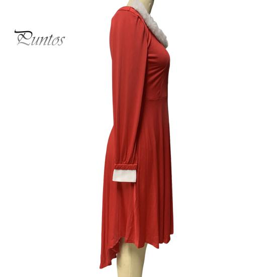 Рождественское платье для выступлений, пышное, с квадратным вырезом, однотонное, трапециевидное, с неровным подолом, декором из пуговиц, праздничное сценическое шоу, костюм Санты для косплея, новогодняя вечеринка