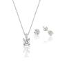 Silver Rhodium Single Stone Necklace And Earring Silver Set
