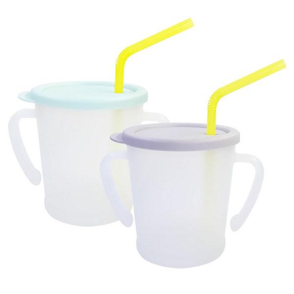 Agaphra New Magic Straw Cup 300ml X 2 Types Set, Mint + Gray, 1 Set
