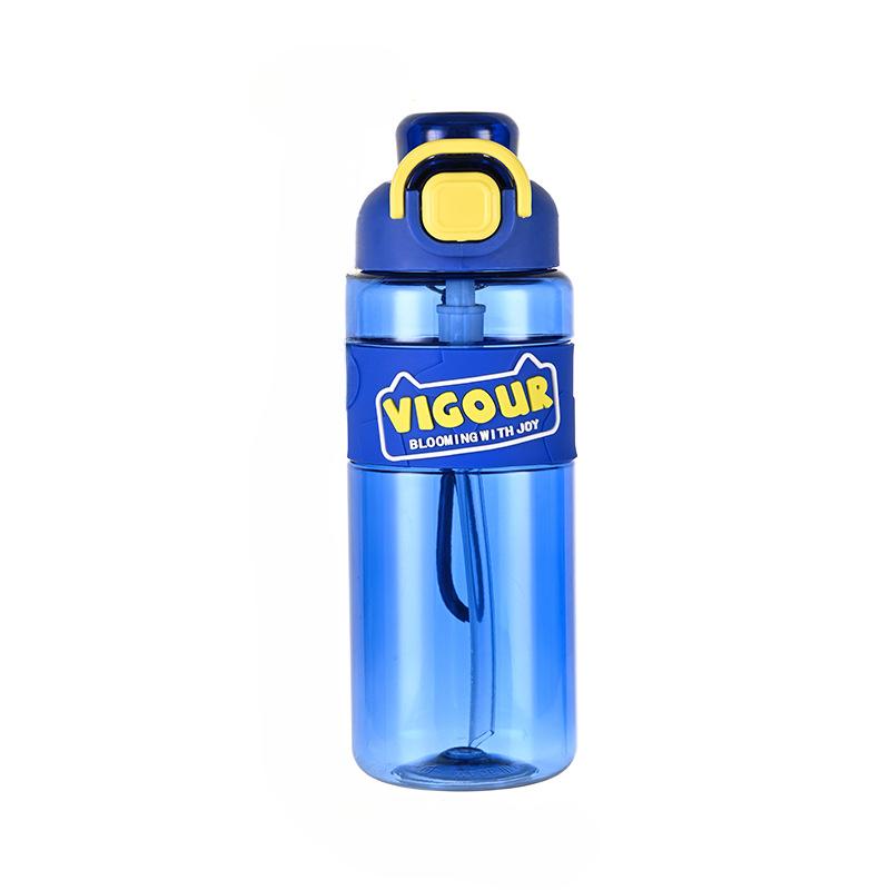 Plastic PC Sports Cup Portable Straw Bottle Outdoor Bounce Cover Kettle for Adults Students