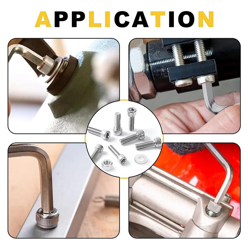 Набор болтов с шестигранной головкой из нержавеющей стали 255, гаек, шайб