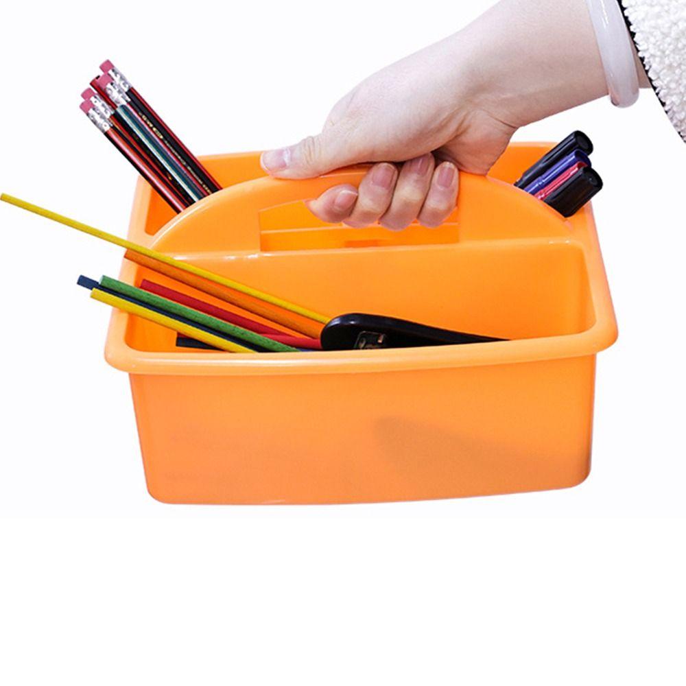 6Pcs/Set with Handles Plastic Storage Organizer 3 Compartments Divided Basket Bin  Pen