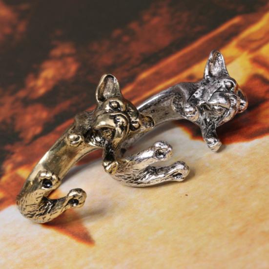 Регулируемое кольцо в стиле ретро в стиле бульдога, унисекс, животное, питбуль, собака, панк
