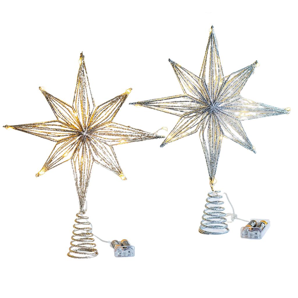 Christmas Tree LED Star Tree Toppers Battery Operated Treetop Decoration Christmas Decoration String Ornament New Year