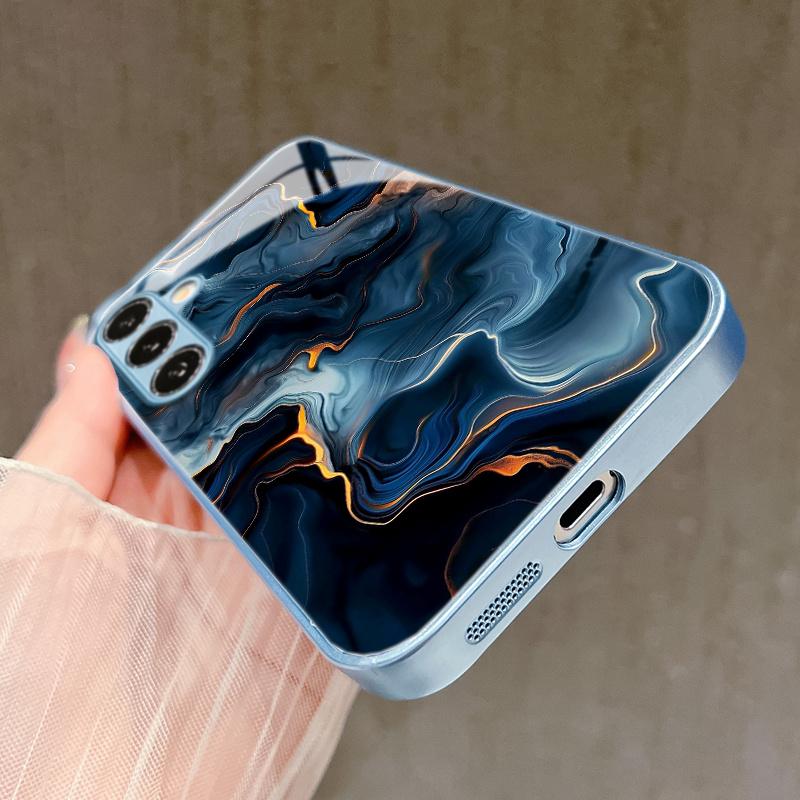 Синий мрамор с золотыми прожилками Модные чехлы для телефона Samsung Galaxy S26 S25 S24 S23 S22 S21 FE Ultra Plus Чехол для телефона Coque Fundas