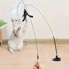New Funny Feather Wand Automatic Steel Wire Cat Toy Replacements Interactive Cats Toys Durable Cat Accesorios Suction Cup Detachable Pet Supplies