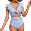 European and American New Lotus Leaf Edge One-piece Swimsuit To Cover the Belly and Look Thin, High Waist Hot Spring Vacation Bikini
