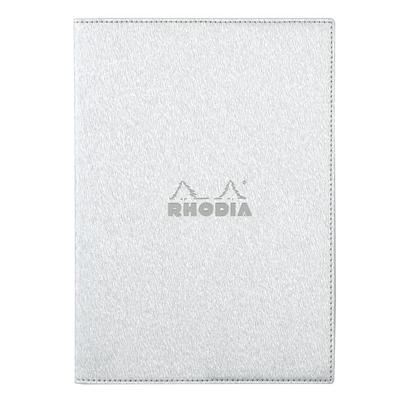 Rhodia Металлический ПУ-кожа Серебристый Сшитый A5 с 5 мм Белый RHODIA cfmtpuA5sv Обложка, (для Ноутбука, Размер, Сетка)
