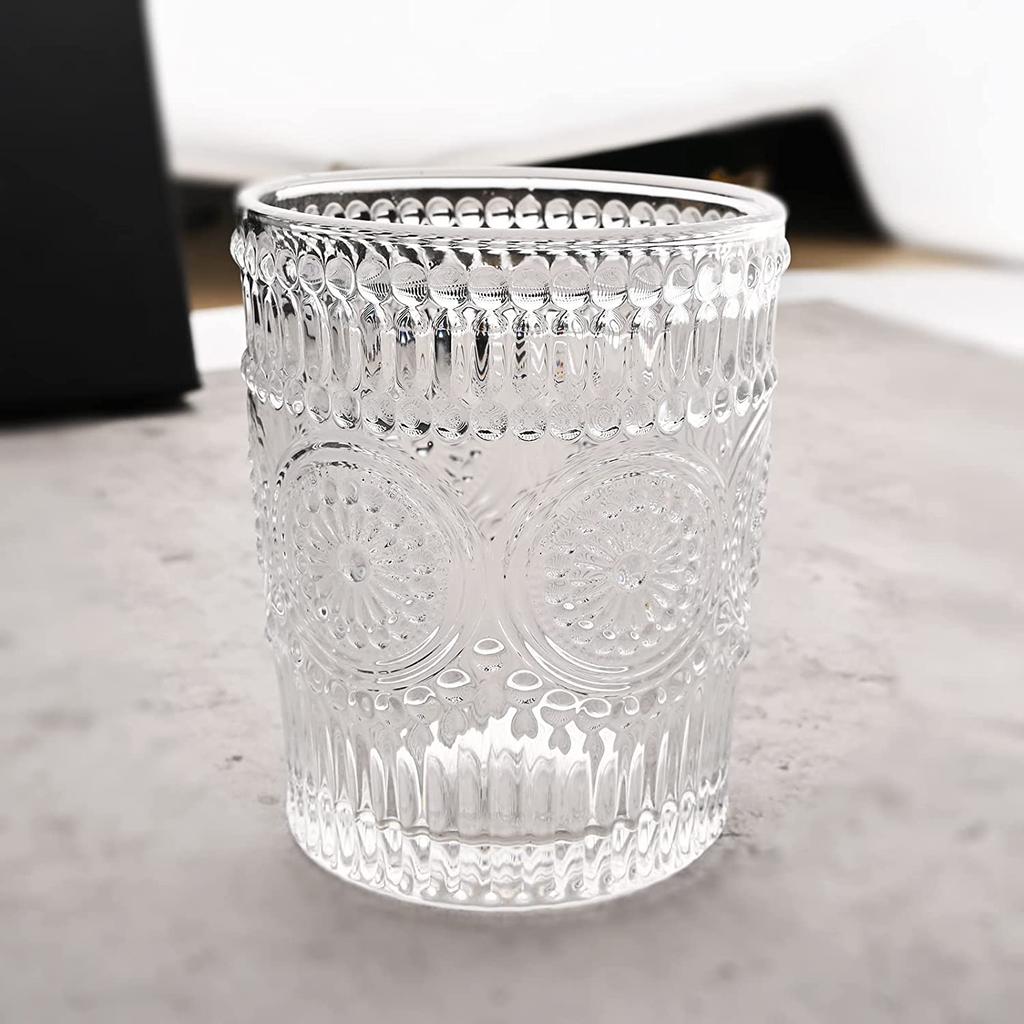 Кружка с тиснением, стеклянная чашка на 10 унций с набором соломинок, посуда для ежедневного использования, ретро сок, напиток, вино, чай, молоко, кофе, чашка, стеклянная посуда