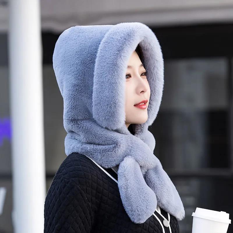 Шарф-шапка, комплект из двух предметов, женский морозостойкий Баотоу для верховой езды на открытом воздухе, бархатный утолщенный шарф, цельная теплая шапка