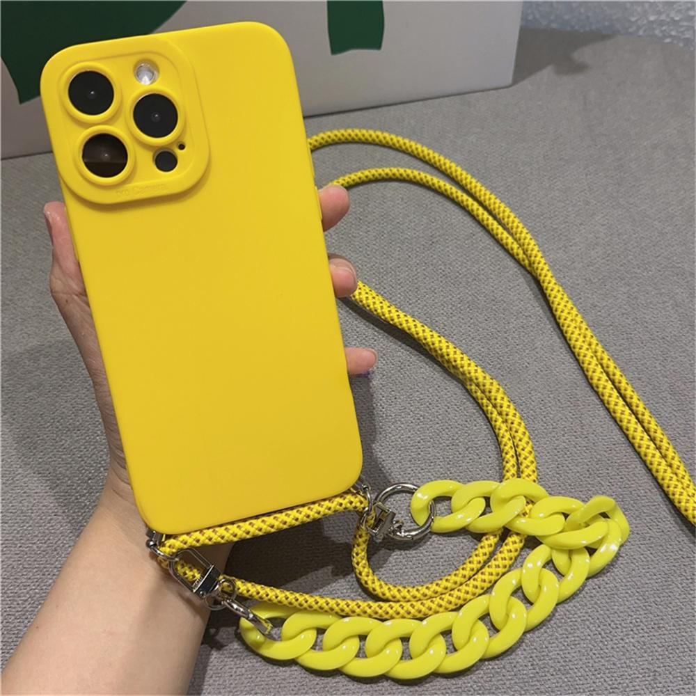 Силиконовый чехол-ремешок через плечо для iPhone 15 14 13 12 11 Pro Max Plus X XS XR Marble Chain Акриловый ремешок Мягкий чехол Funda