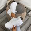 Shoes Female 2025 Knitted Women's Vulcanize Shoes Outdoor Solid Women Sneakers Round Toe Lace Up Platform Ladies Casual Shoes
