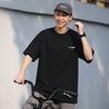 Li-Ning Универсальная свободная хлопковая удобная спортивная футболка с коротким рукавом мужские топы Черный AHSW879-1