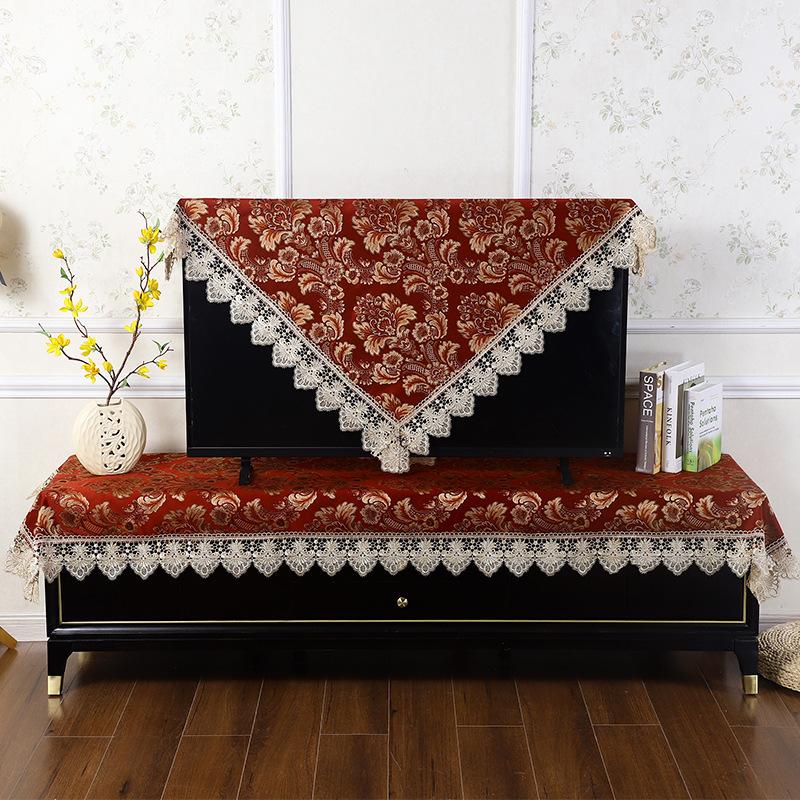 Red Lace Tablecloth Thickened Heat Insulation Anti Scald Cloth Art Round Table Tablecloths Furniture Dust Cover Cloth