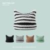 Вязаная шапка детская осенне-зимняя японская милая с кошачьими ушками полосатая теплая шерстяная шапка, пара универсальный пуловер тренд