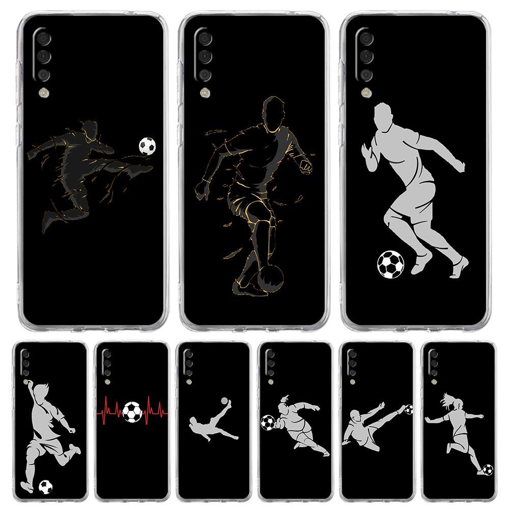 Football Player Soccer Art Phone Case For Samsung Galaxy A52 A50 A70 A30 A40 A20S A20E A02S A12 A22 A72 A32 5G A04s Clear Cover