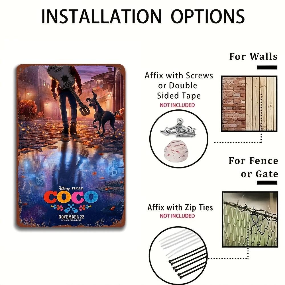 Настенное искусство Мигель и Эктор Ривера "Тайна Коко" - Официальное лицензированное Железное Деко, Яркая Уличная Сцена с Гитарой и Собакой, 8x12 Дюймов, Идеа