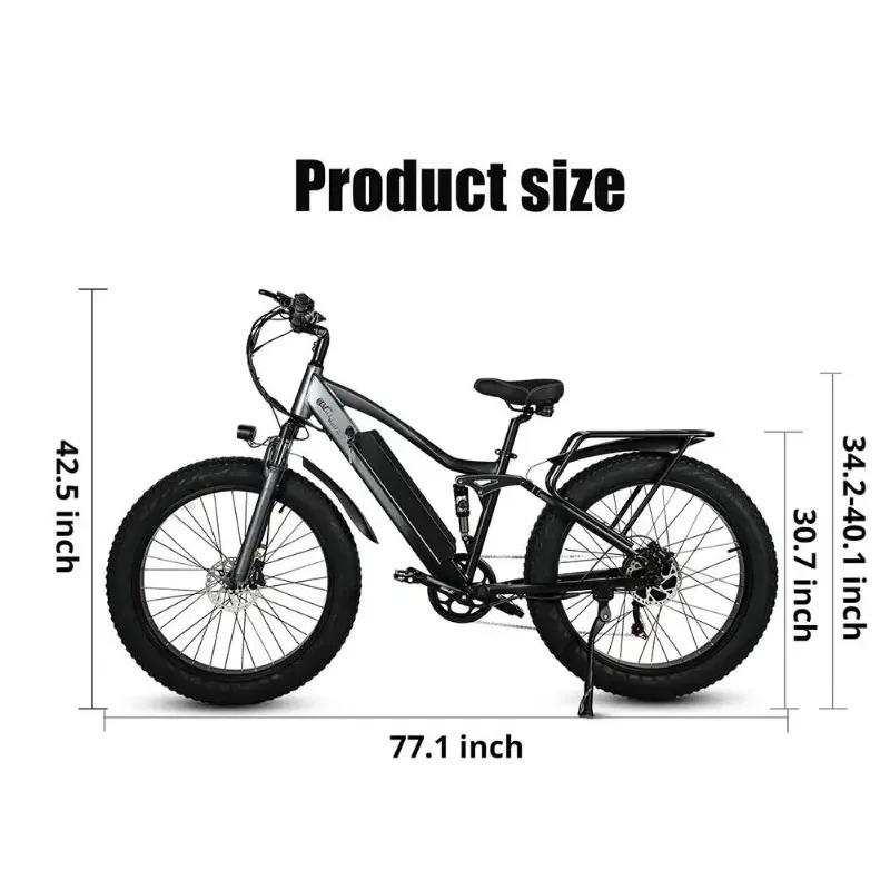 CMACEWHEEL TP26 Electric Bicycle 48V17AH Lithium Battery Adult Riding Electric Bike 26*4 inch Fat Tire Mountain Snow E-bike