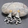 1Pair Simple Stylish Christmas Tree Shaped Hanging Earrings For Women Metal Style Yellow Star Exquisite Female Party Jewelry