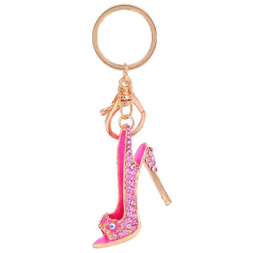Creative Heels Shape Keychains Luxury Rhinestone Crystal Shoe for Women Girls Phone Pendant Jewelry Accessories Bag Charm
