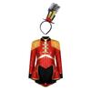 Girls Circus Drummer Costume Long Sleeve Sequined Bodysuit Fringe Epaulet Shoulder Mini Top Hat Accessory