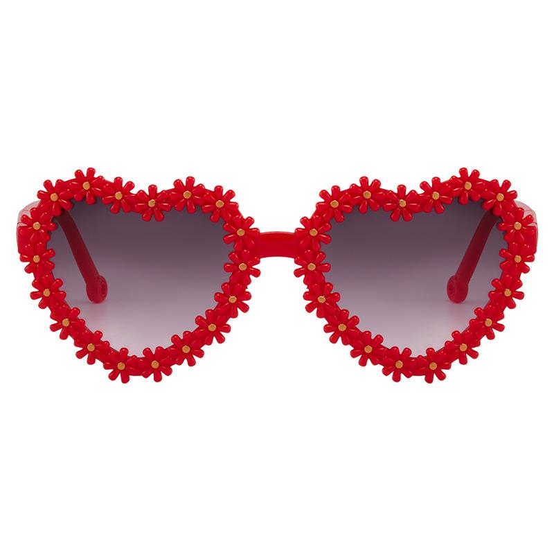 Cute Heart Flower Sunglasses for Kids Girls Boys, New Fashion Love Frame Sun Glasses UV400 Protection Shades Gift for Children