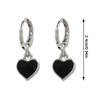 Retro Black Color Geometric Heart-Shaped Earrings For Women Girls  Hollow Heart Hoop Earrings Jewelry Accessories