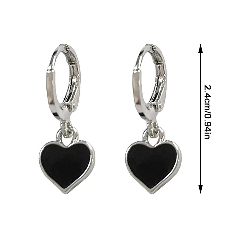Retro Black Color Geometric Heart-Shaped Earrings For Women Girls Hollow Heart Hoop Earrings Jewelry Accessories
