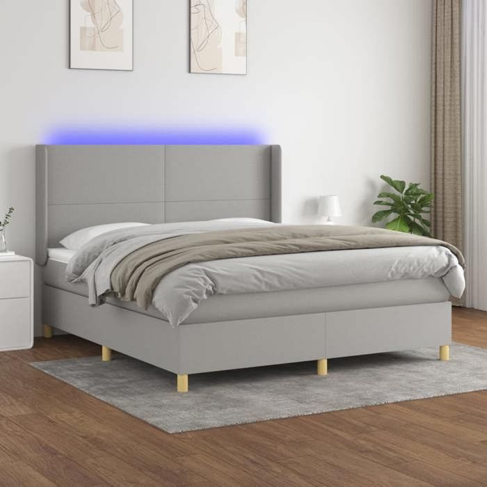 Maison Exclusive - Sommier à lattes de lit matelas LED Gris clair 180x200 cm Tissu