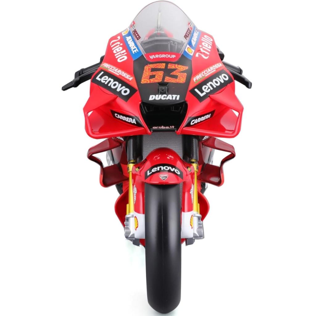 Maisto 1/6 Scale Ducati Lenovo Racing Ducati Desmosedici GP #63, Francesco Bagnaia, 2022 MotoGP World Champion, Diecast Model Car, 32229