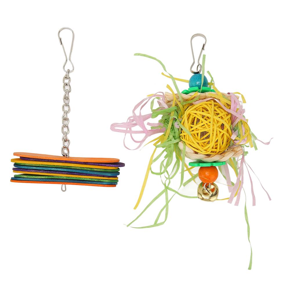 15pcs Bird Swing Chewing Toy Colorful Bite Resistance Parrot Swing Toys Set for Finch Budgie