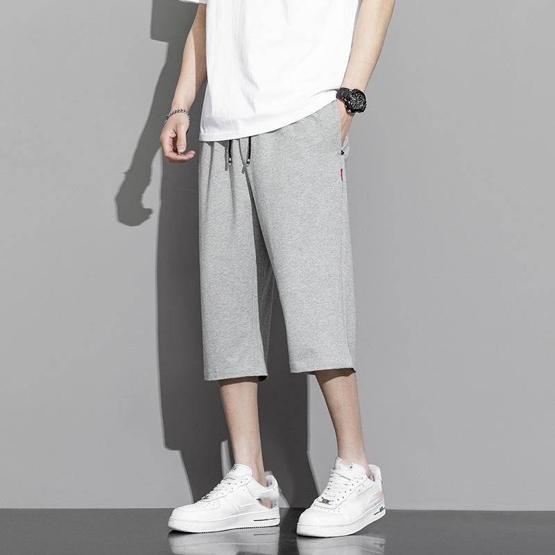 Летние спортивные шорты с карманами на молнии, мужская спортивная одежда, брюки 3/4, дышащие хлопковые прямые бриджи, короткие брюки, большой размер 8XL