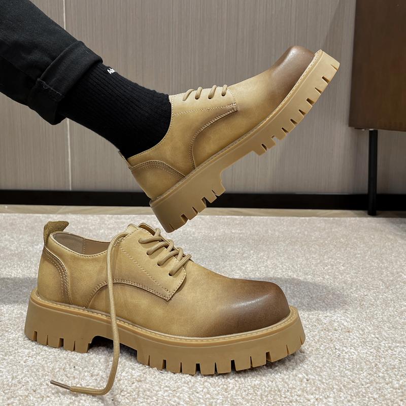 Fashion Fashion Trends Platform Thick Bottom Men's Oxford Shoes Leather British Men's Office Shoes Men Dress Shoes Formal Lace-up Shoes