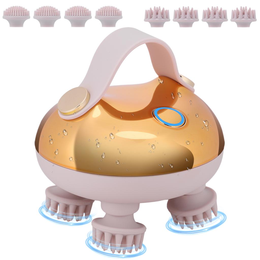 Electric Scalp Massager with 8 Silicone Massage Heads Portable Head Massager IPX7 Waterproof for Hair Growth Stress Relax