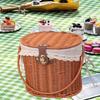 Picnic Basket Storage Hamper with Lid and Handle Woven Container for Hiking Wedding