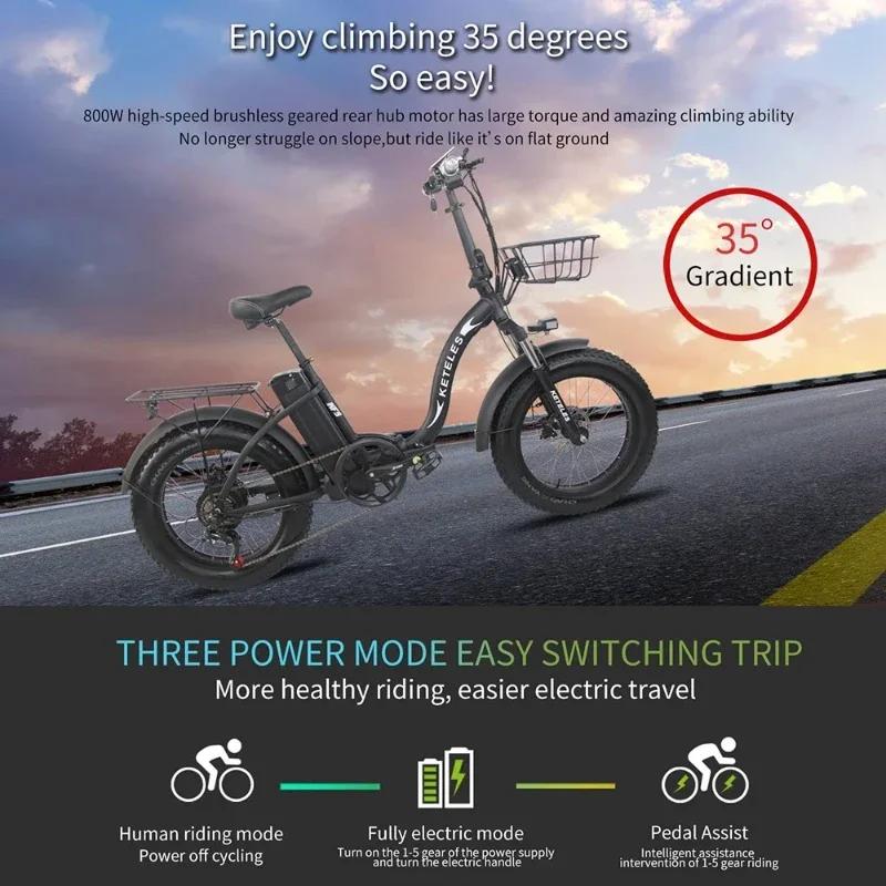 KETELES KF9 Electric Bike 1000W Dual Motor 48V35AH Lithium Battery Folding Adult Electric Bicycle 20*4.0-In Fat Tire Snow E-bike
