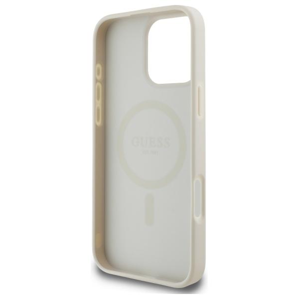 Etui do iPhone 16 Pro Max Guess Grained Ring MagSafe beżowe