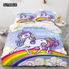 Unicorn Duvet Cover King Queen Cute White Cartoon Animal Bedding Set Children Boys Girl Western Fairy Tale Polyester Quilt Cover