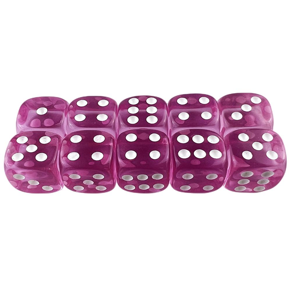 Candy Color Dice 10pcs 6 Sided Translucent Dice Acrylic Game Dice Set