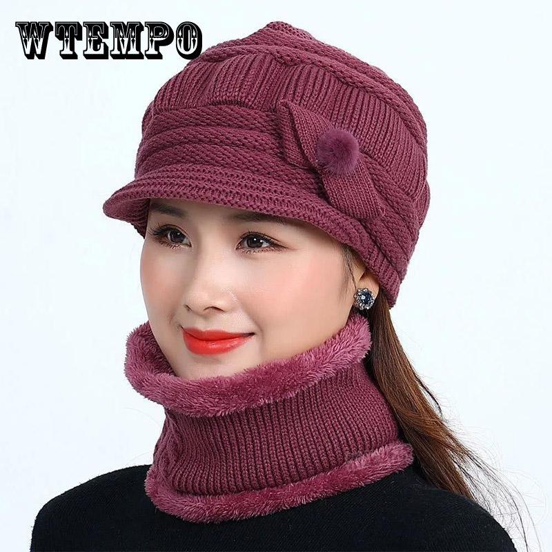 Women's Winter One-piece Hat Cycling Windproof Warm Hat Bib Integrated Plus Velvet Thick Knitted Woolen Hat