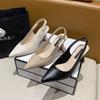 French Pointed Head Bag Head Empty Single Shoes Women's One-word Buckle Sandals Women's Fashion High Heels Women's 2025 Summer New