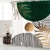 Abstract Leaves Shower Curtain Set Emerald Green Modern Tropical Mid Century Simple Minimalist Chic Polyester Waterproof Cloth