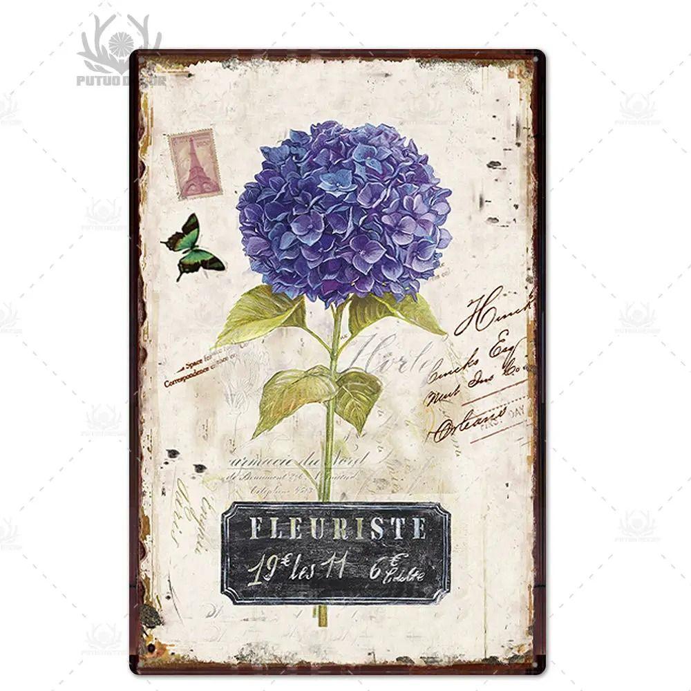 Оловянная вывеска в прованском стиле, французское деревенское металлическое настенное искусство 20x30 см